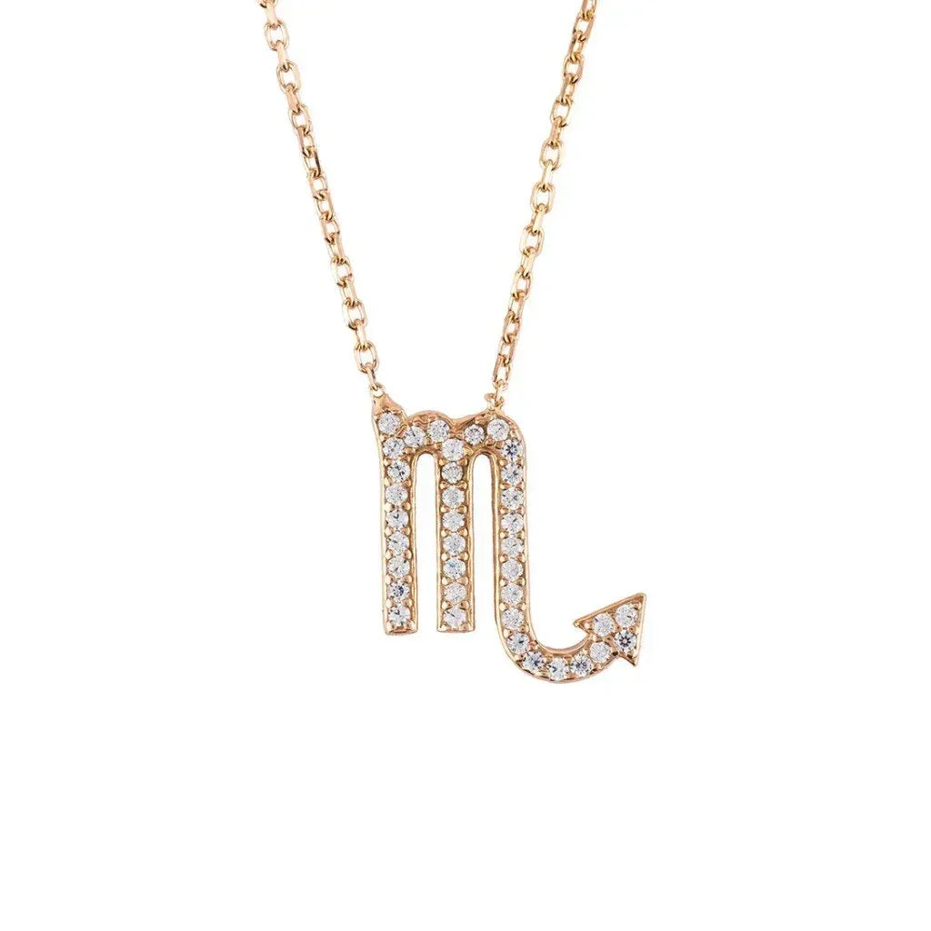 Collier Pendentif Signe Astrologique Scorpion Plaqué Or Rose