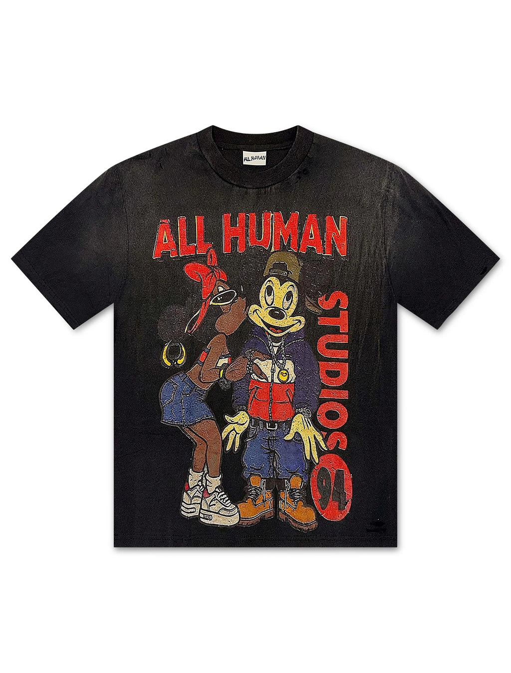 T-shirt All Human FML - Délavé noir