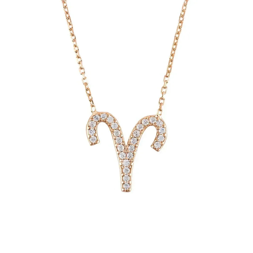 Collier pendentif signe astrologique Bélier en or rose