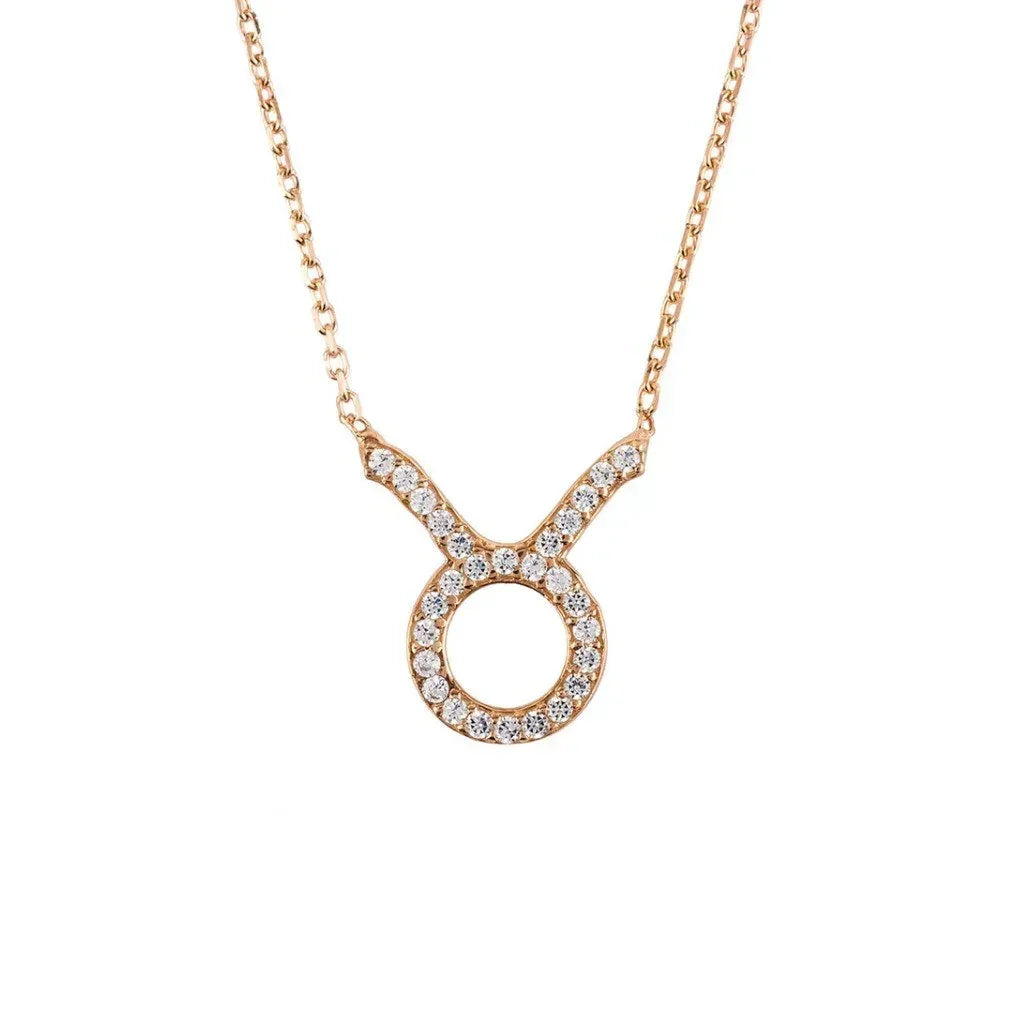 Collier pendentif signe astrologique taureau or rose