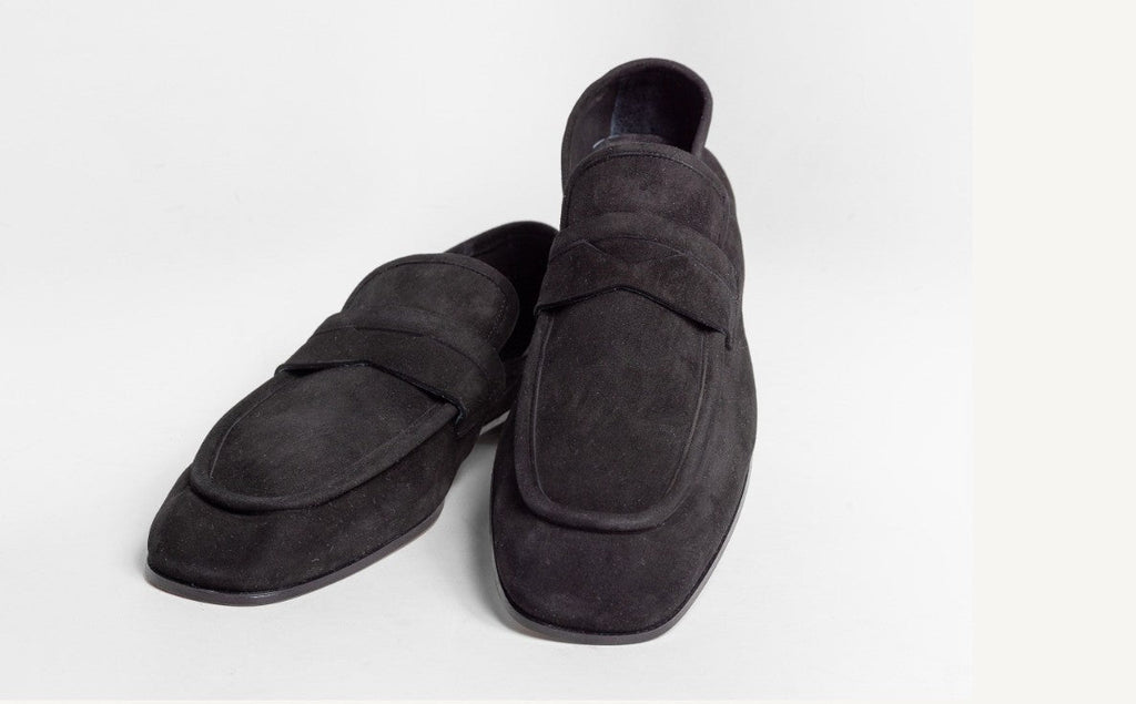 C Collection Suede Penny Loafer - Black