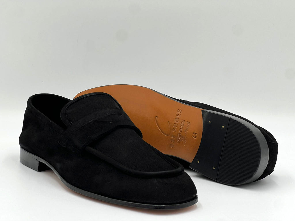 C Collection Suede Penny Loafer - Black
