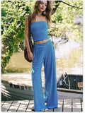 Ensemble Haut Bandeau Rayé et Pantalon Femme – Tenue Assortie 2 Pièces en Modal