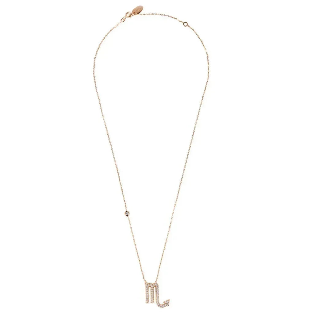 Collier Pendentif Signe Astrologique Scorpion Plaqué Or Rose