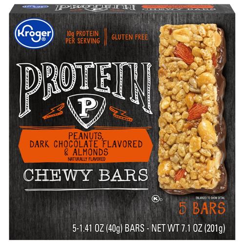 Barres tendres aux arachides et aux amandes enrobées de chocolat noir Kroger 5 unités