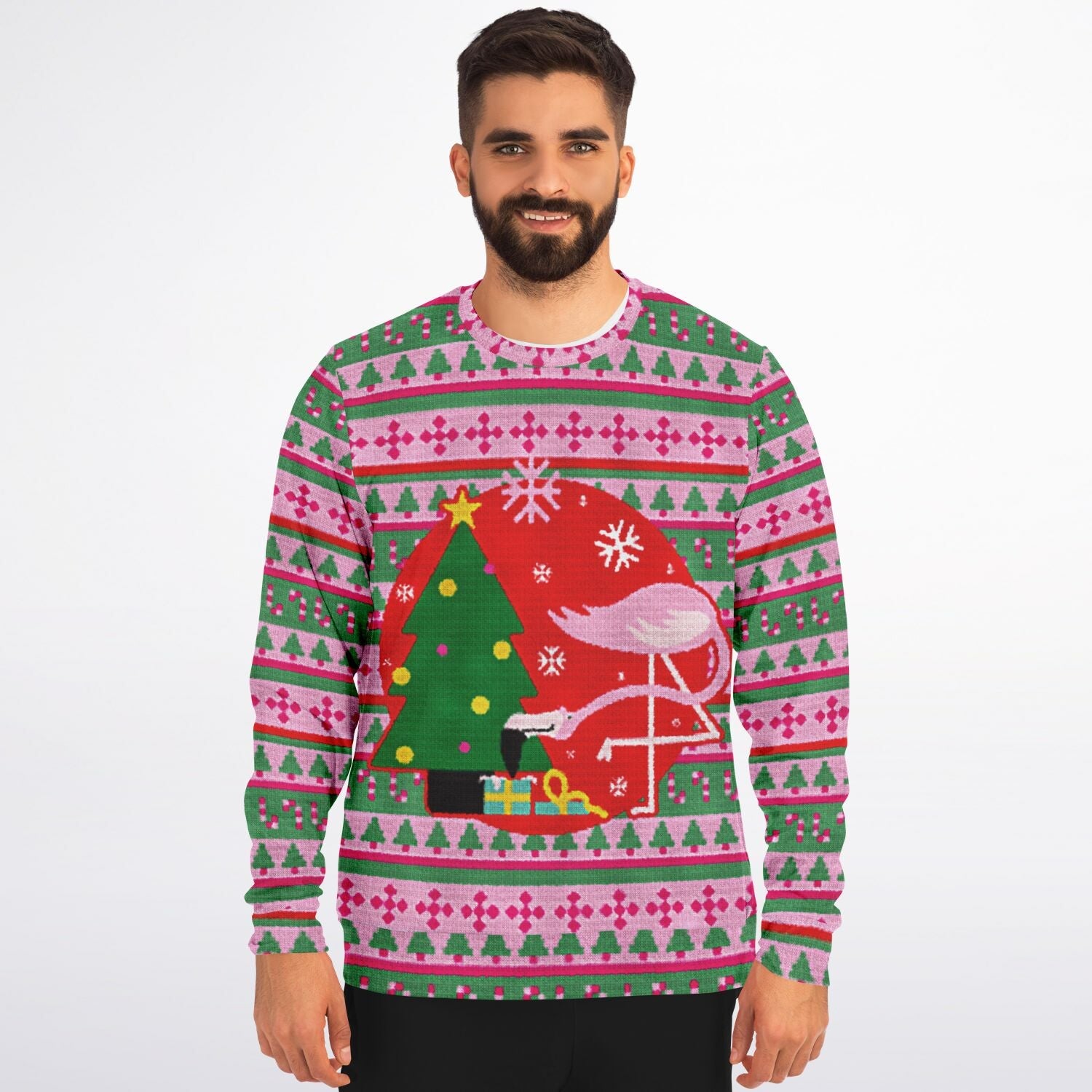 Sweat-shirt de Noël moche avec flamant rose maladroit