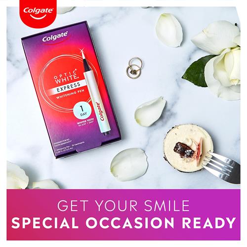 Colgate Optic White Express Stylo Blanchissant Dents 35 Traitements, Sans Danger Pour L'émail, Conçu Pour Ne Pas Provoquer de Sensibilité Dentaire, 2,3 g