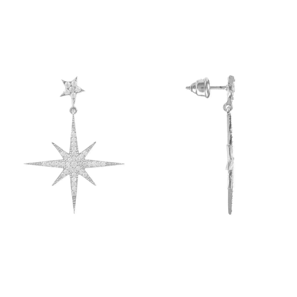Boucles d'oreilles pendantes Petite Star Burst | Bijoux célestes en argent - Femstylo