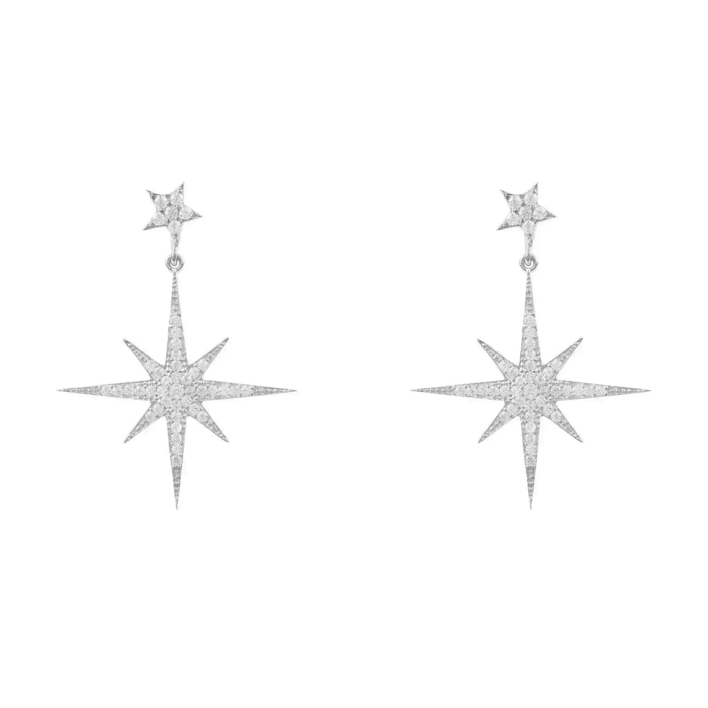 Boucles d'oreilles pendantes Petite Star Burst | Bijoux célestes en argent - Femstylo