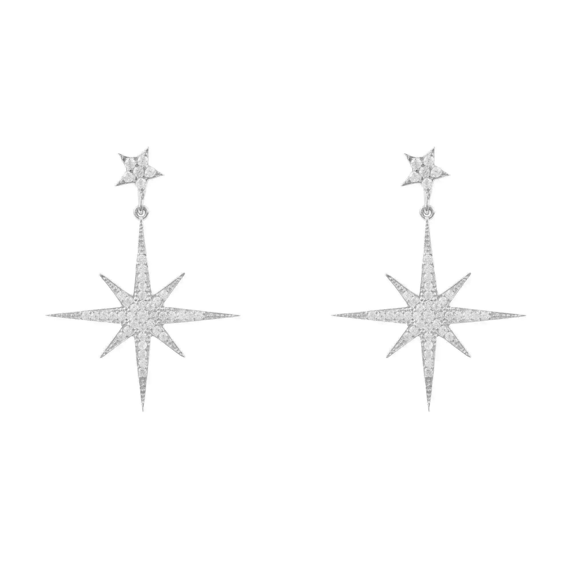 Boucles d'oreilles pendantes Petite Star Burst | Bijoux célestes en argent - Femstylo