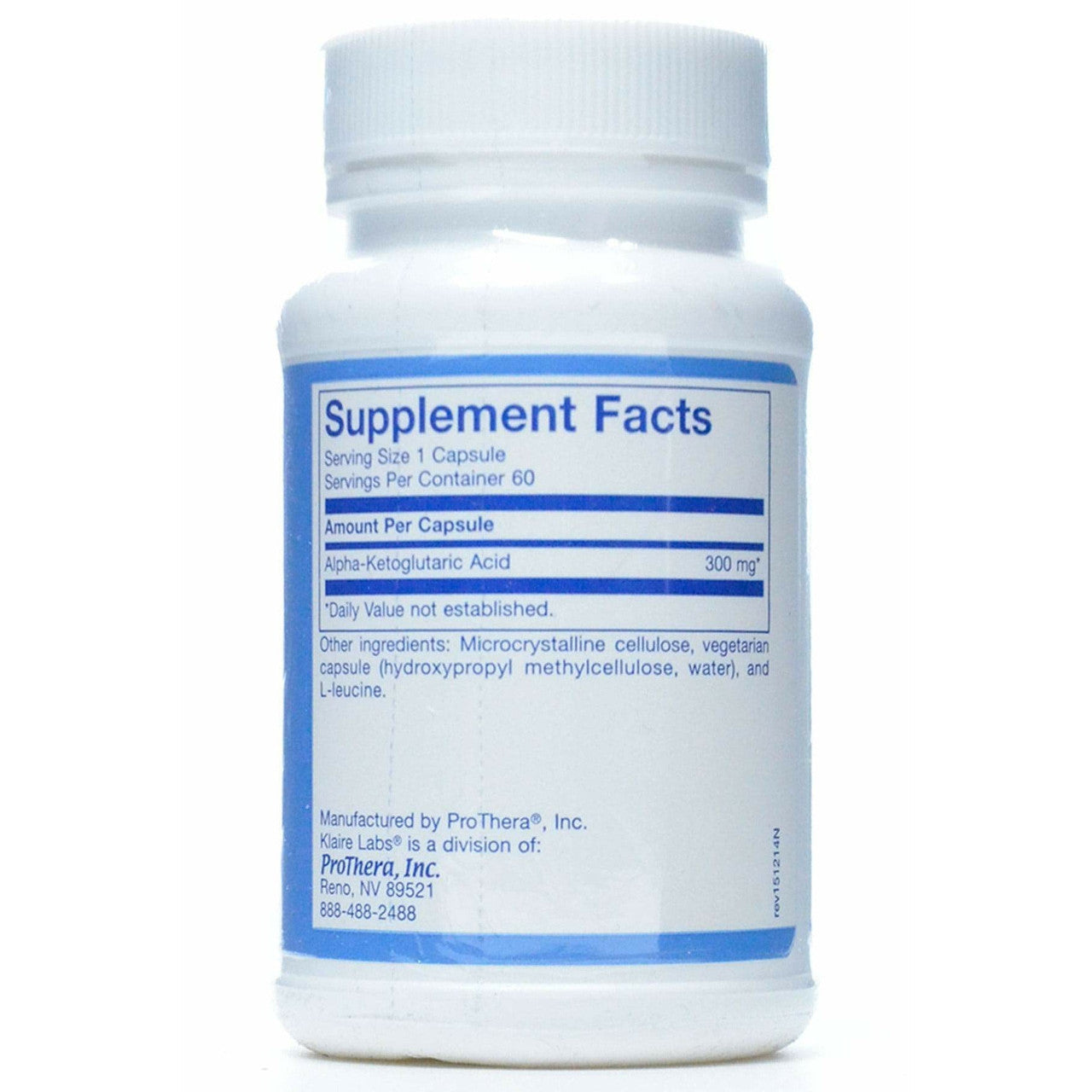 Klaire Labs Acide alpha-cétoglutarique 300 mg 60 Vcaps