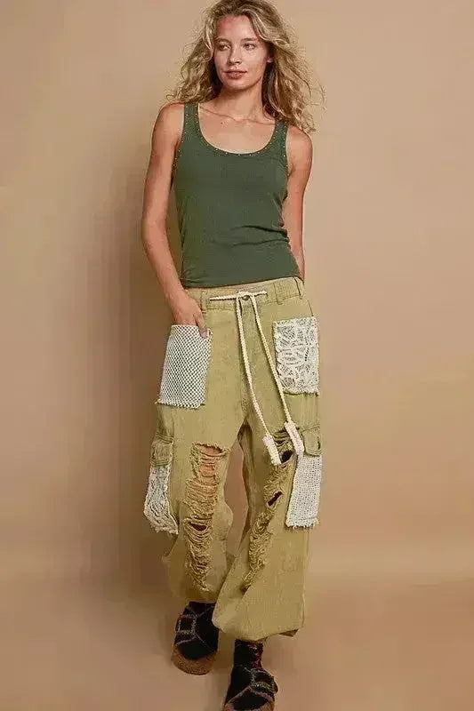 POL Jean délavé vieilli avec patch au crochet