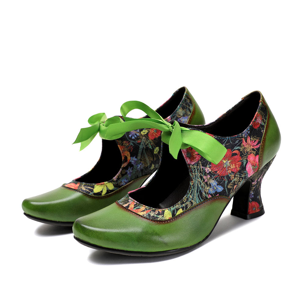 Escarpins Femme Mary Jane Chaussures Faites Main Chaussures Vintage Fête Extérieur Quotidien Talons Élégants Bohème