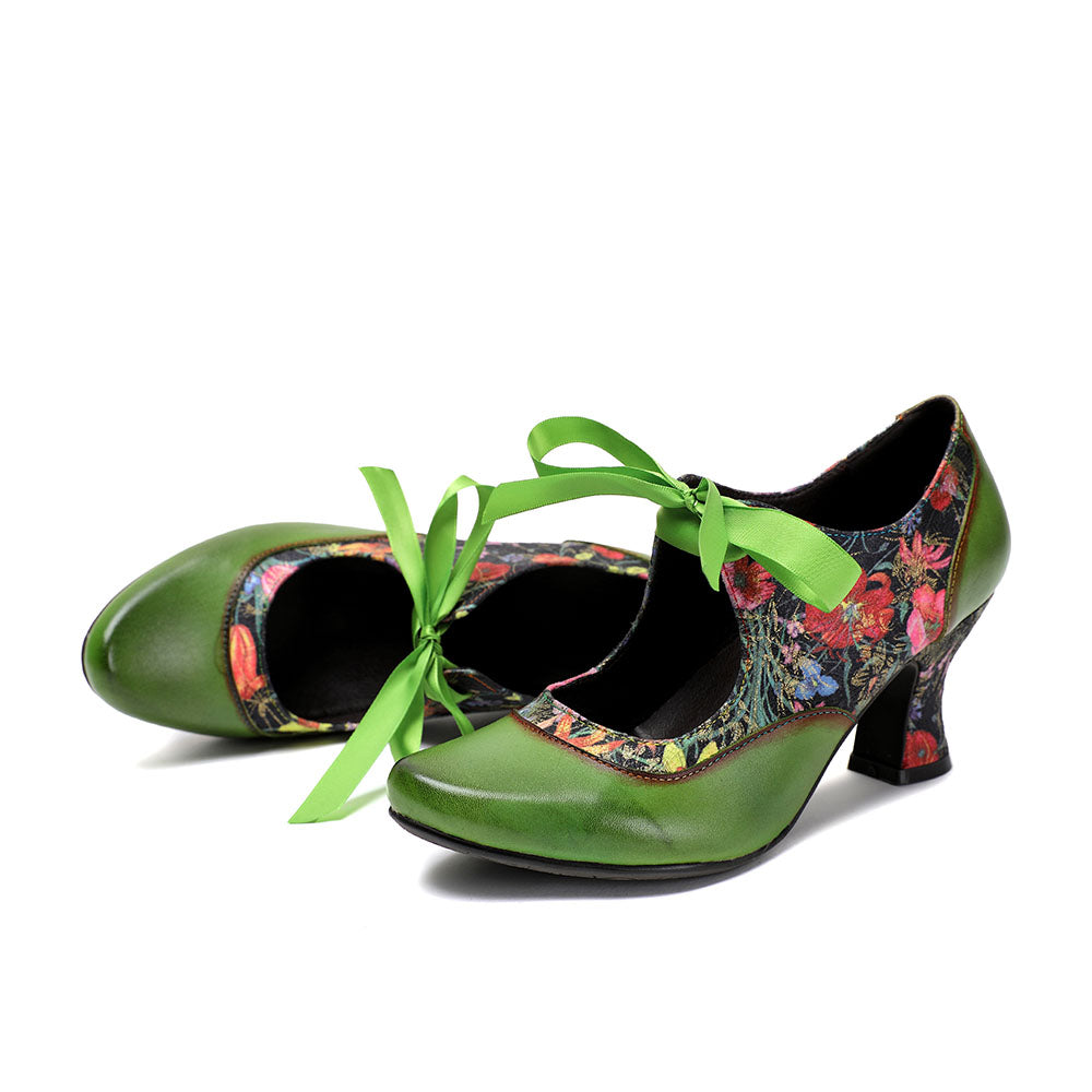 Escarpins Femme Mary Jane Chaussures Faites Main Chaussures Vintage Fête Extérieur Quotidien Talons Élégants Bohème