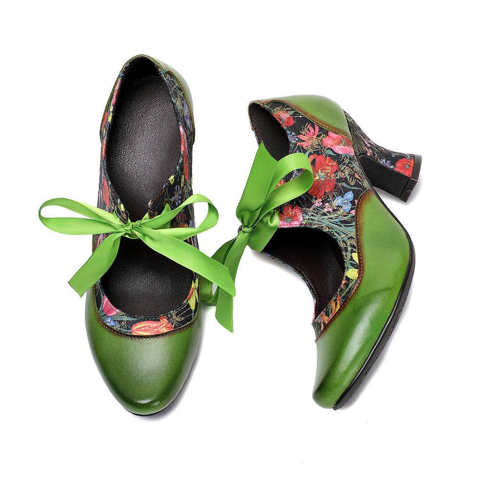 Escarpins Femme Mary Jane Chaussures Faites Main Chaussures Vintage Fête Extérieur Quotidien Talons Élégants Bohème