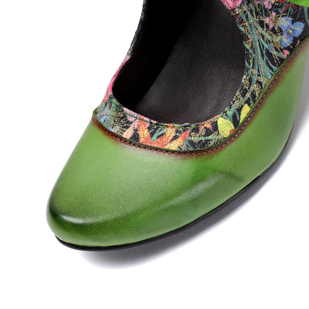 Escarpins Femme Mary Jane Chaussures Faites Main Chaussures Vintage Fête Extérieur Quotidien Talons Élégants Bohème