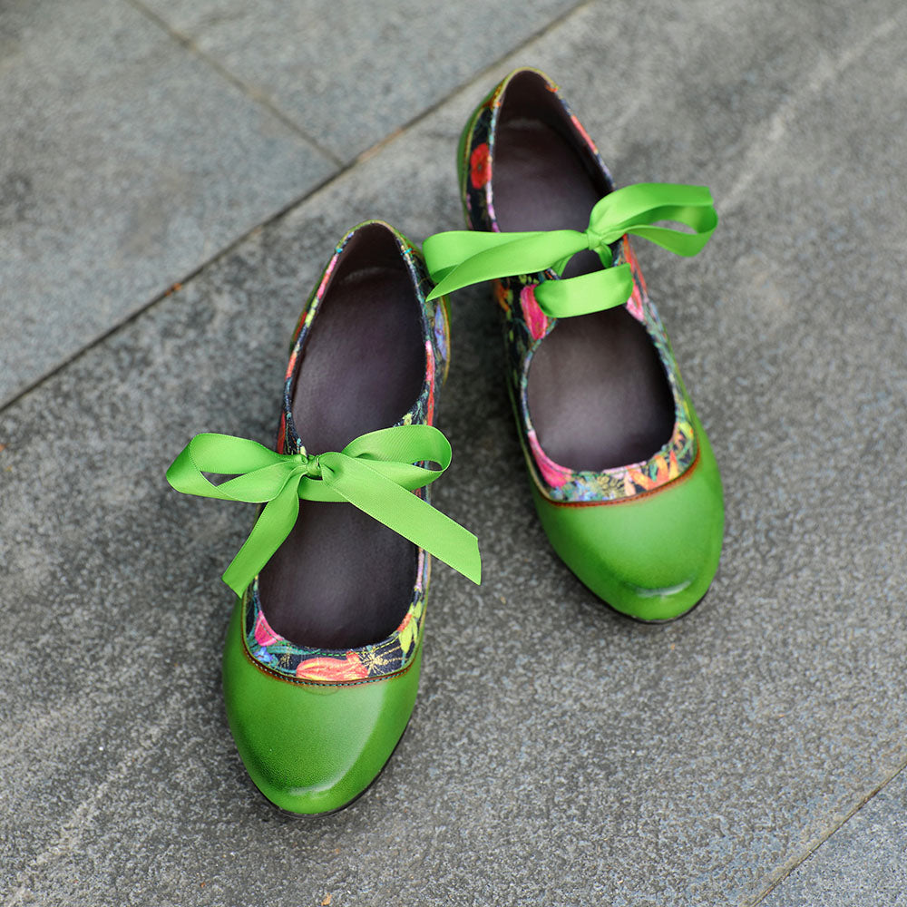 Escarpins Femme Mary Jane Chaussures Faites Main Chaussures Vintage Fête Extérieur Quotidien Talons Élégants Bohème