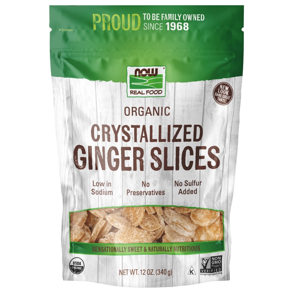 Now Real Food Tranches de gingembre cristallisées et biologiques 340 g - 5695