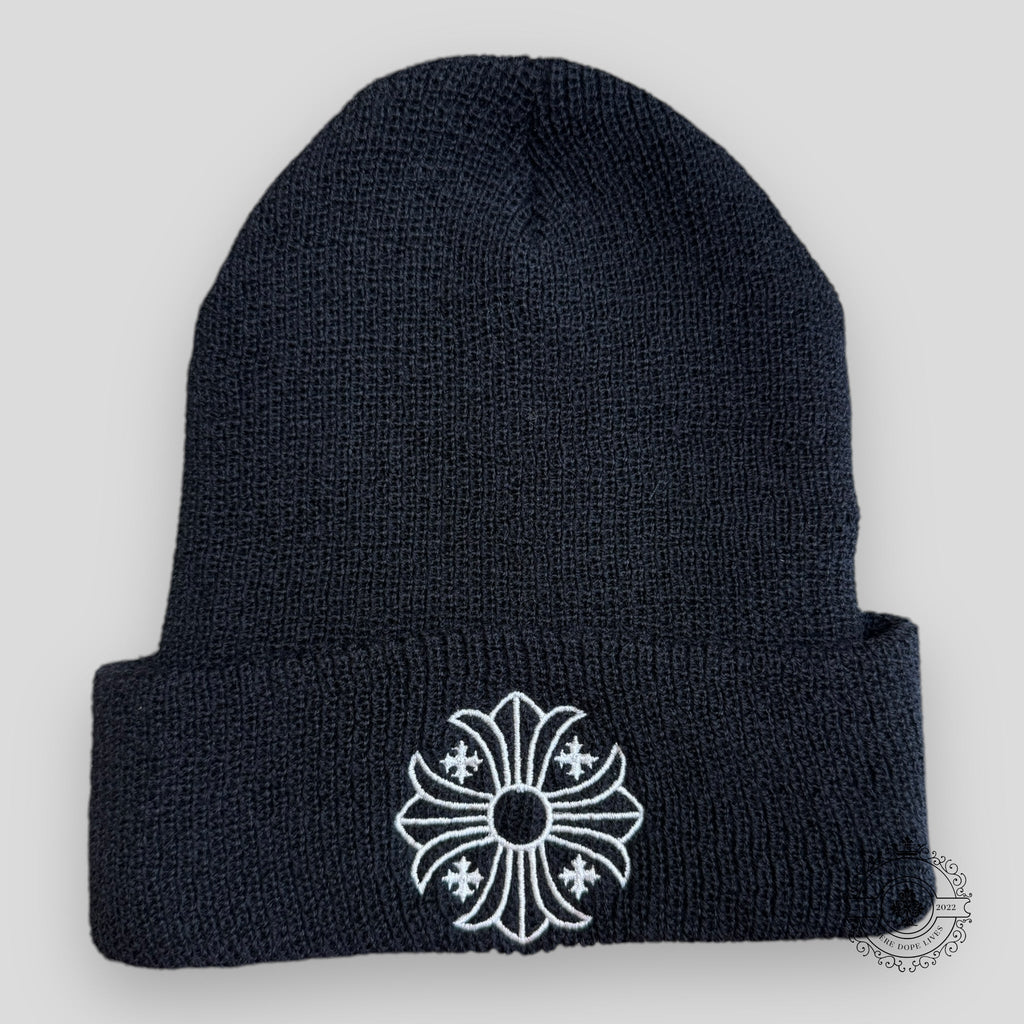 Bonnet en laine Chrome Hearts noir et blanc