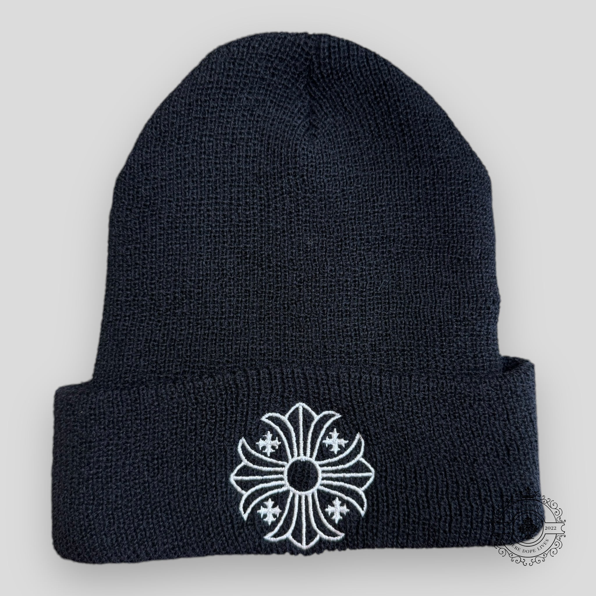 Bonnet en laine Chrome Hearts noir et blanc
