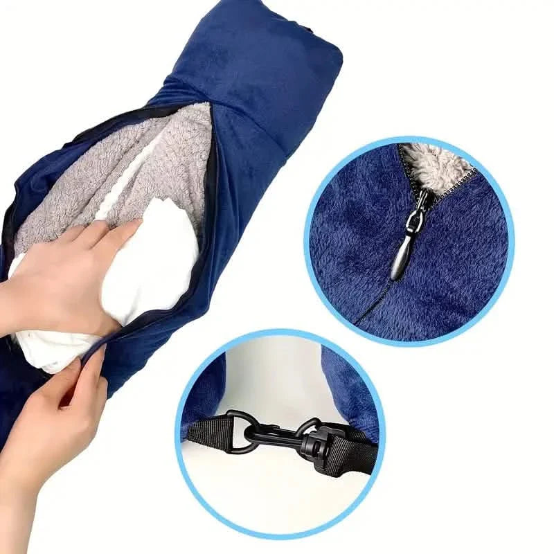 Oreiller de voyage et organiseur – Grand, polyester, fermeture éclair, lavable en machine