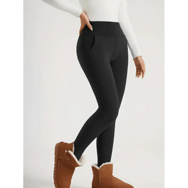 Collant chaud doublé en molleton taille haute pour femme
