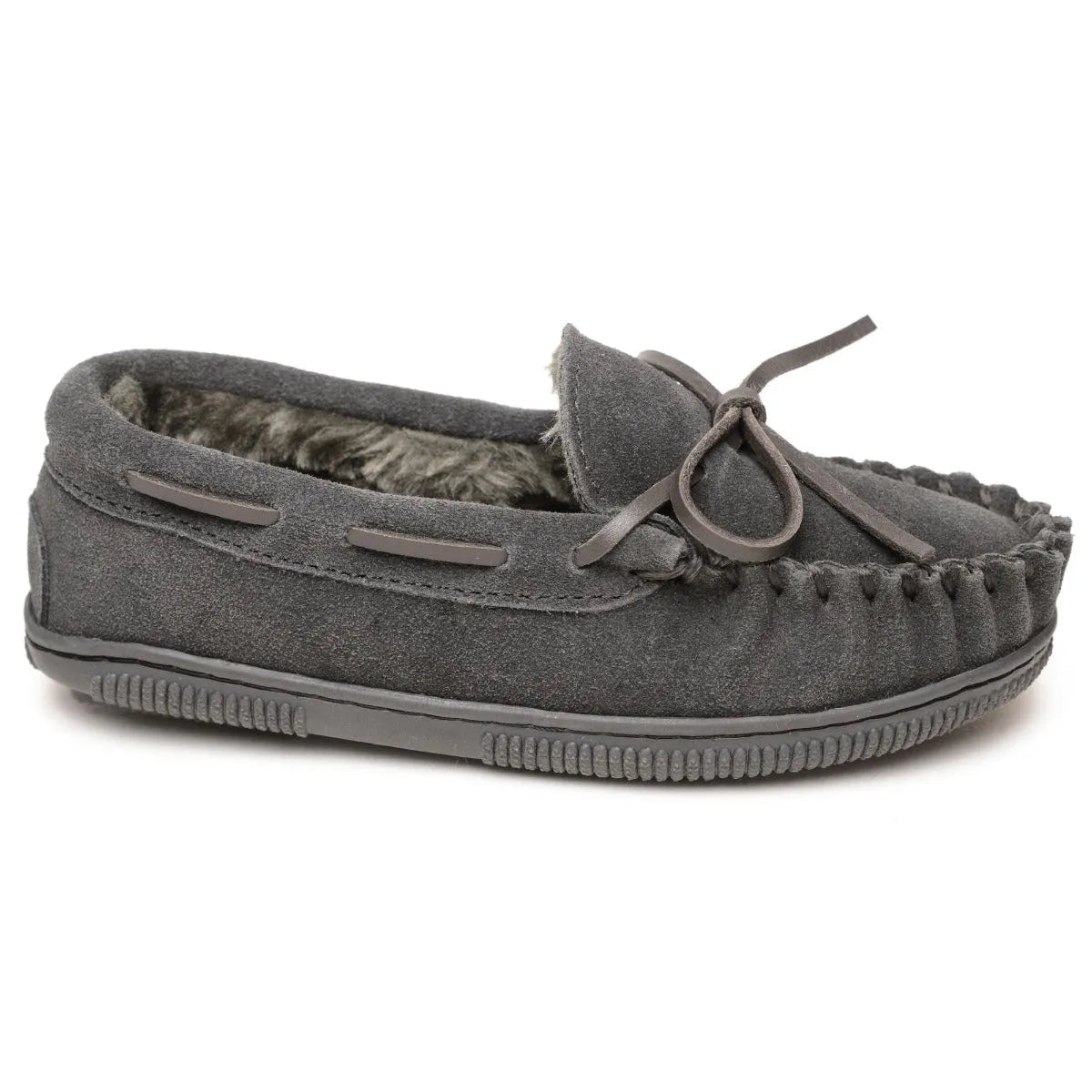Minnetonka Pile Lined Hardsole Suede (Charbon) - Pantoufle pour enfant