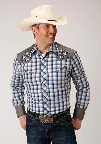 Roper 01018 Royal Plaid (Bleu) - Chemise Western Homme