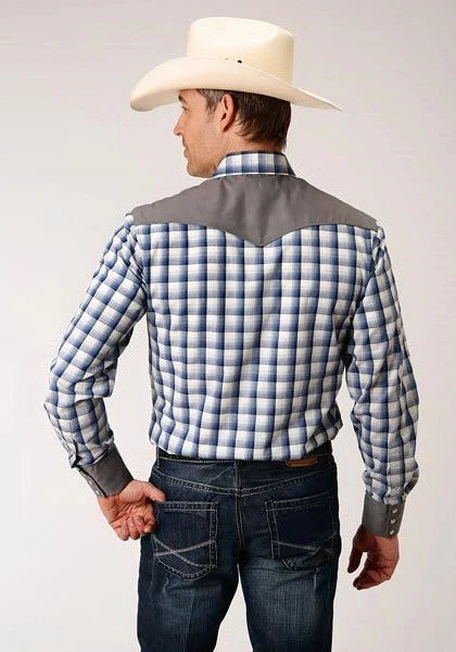 Roper 01018 Royal Plaid (Bleu) - Chemise Western Homme