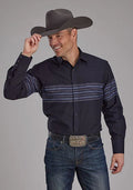 Chemise western Roper 2115 Border Stripe (noir) pour homme