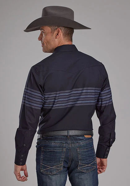 Chemise western Roper 2115 Border Stripe (noir) pour homme