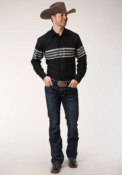 Chemise Western pour homme Roper 1203 Border Stripe (noir)