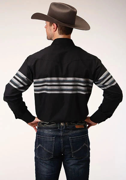 Chemise Western pour homme Roper 1203 Border Stripe (noir)