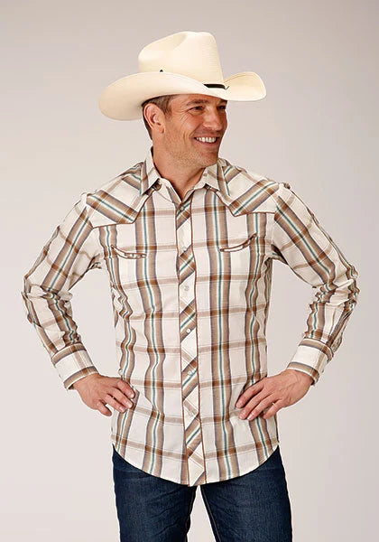 Roper 01633 Grande Chemise à Carreaux (Marron) - Chemise Western Homme