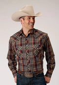 Chemise western Roper 1885 à carreaux multiples (marron) pour homme