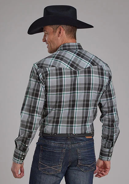 Chemise Western Roper 2105 à empiècements à carreaux (Gris) - Homme