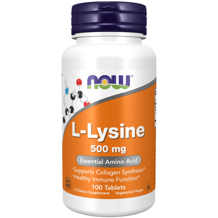 Now Foods L-Lysine 500 mg 100 Comprimés - 0100
