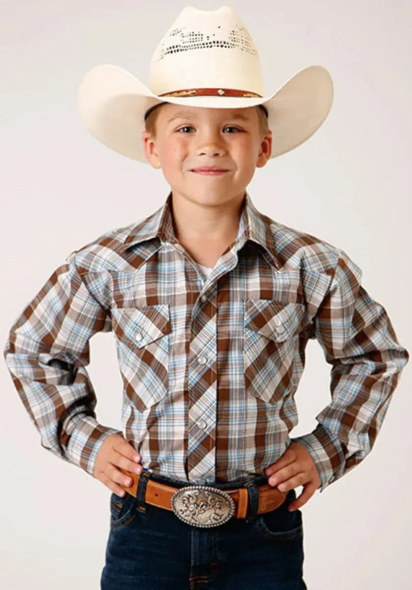 Chemise western Roper Bluebird Ridge (marron) pour garçon
