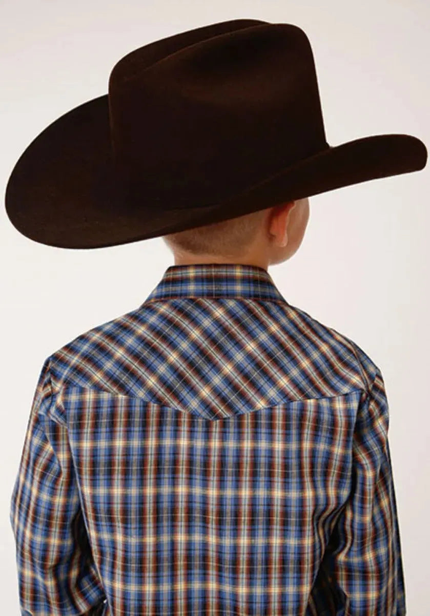 Chemise Western Roper Azure Skyline (Bleue) pour Garçon