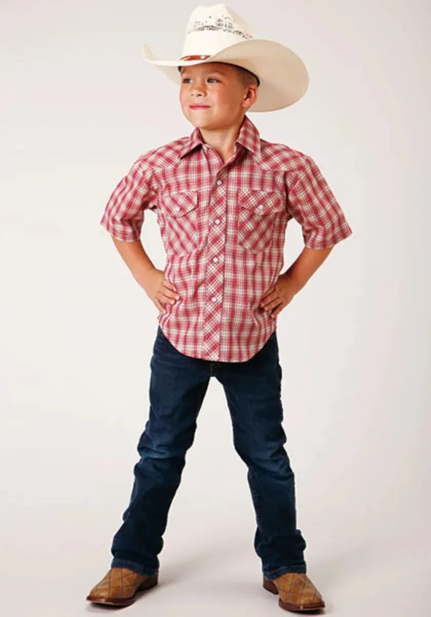 Chemise western Roper Cherry Blast (rouge) pour garçon