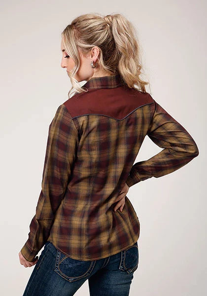 Roper 1205 Chemise Western Fantaisie à Appliqué (Marron) - Femme
