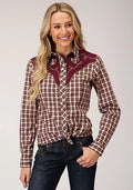 Roper 1207 Chemise western à petits carreaux (Bourgogne) pour femmes