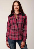 Chemise Western pour femme Roper 820 à empiècement fantaisie et carreaux (rouge)