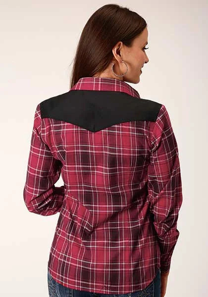 Chemise Western pour femme Roper 820 à empiècement fantaisie et carreaux (rouge)