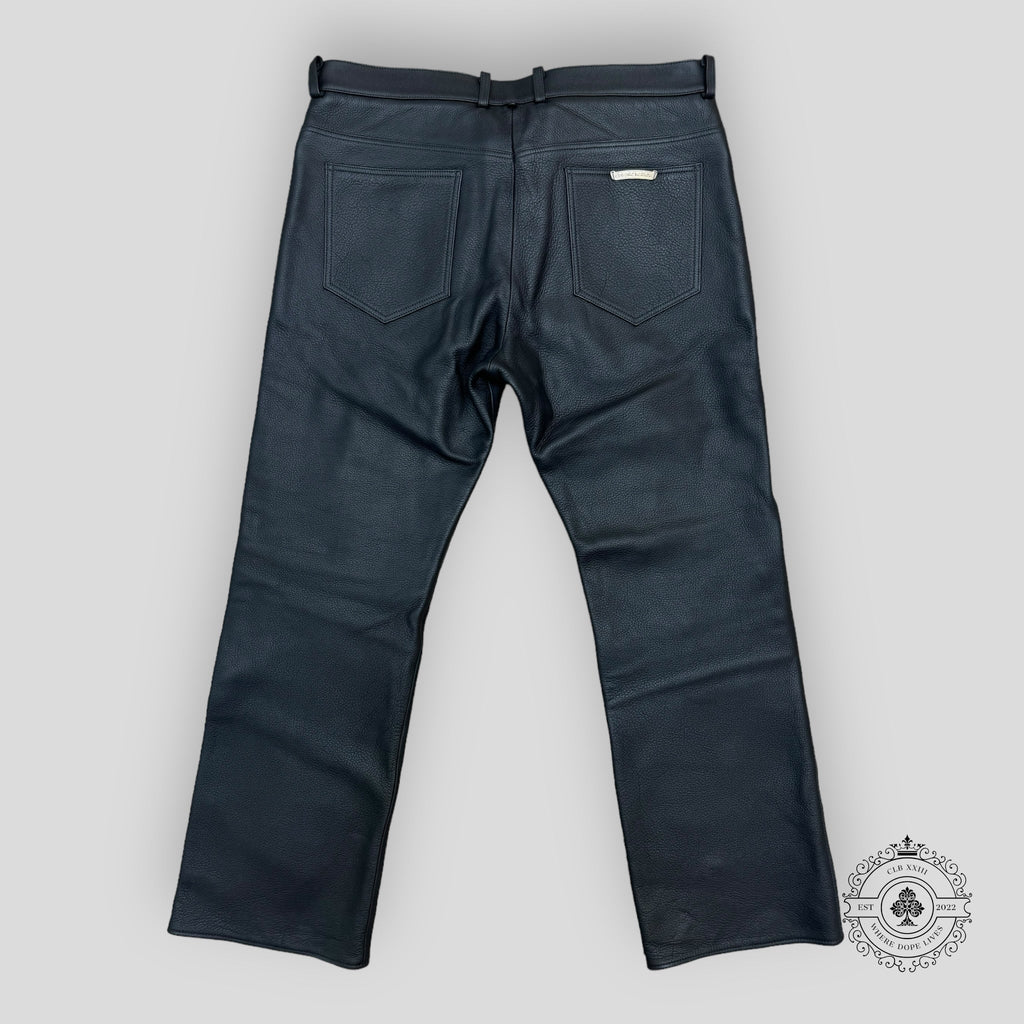 Pantalon en cuir Chrome Hearts Fleur Knee Cross Patch