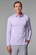Polo de sport à manches longues Erodym pour hommes | Lavande/Rayures Blanches