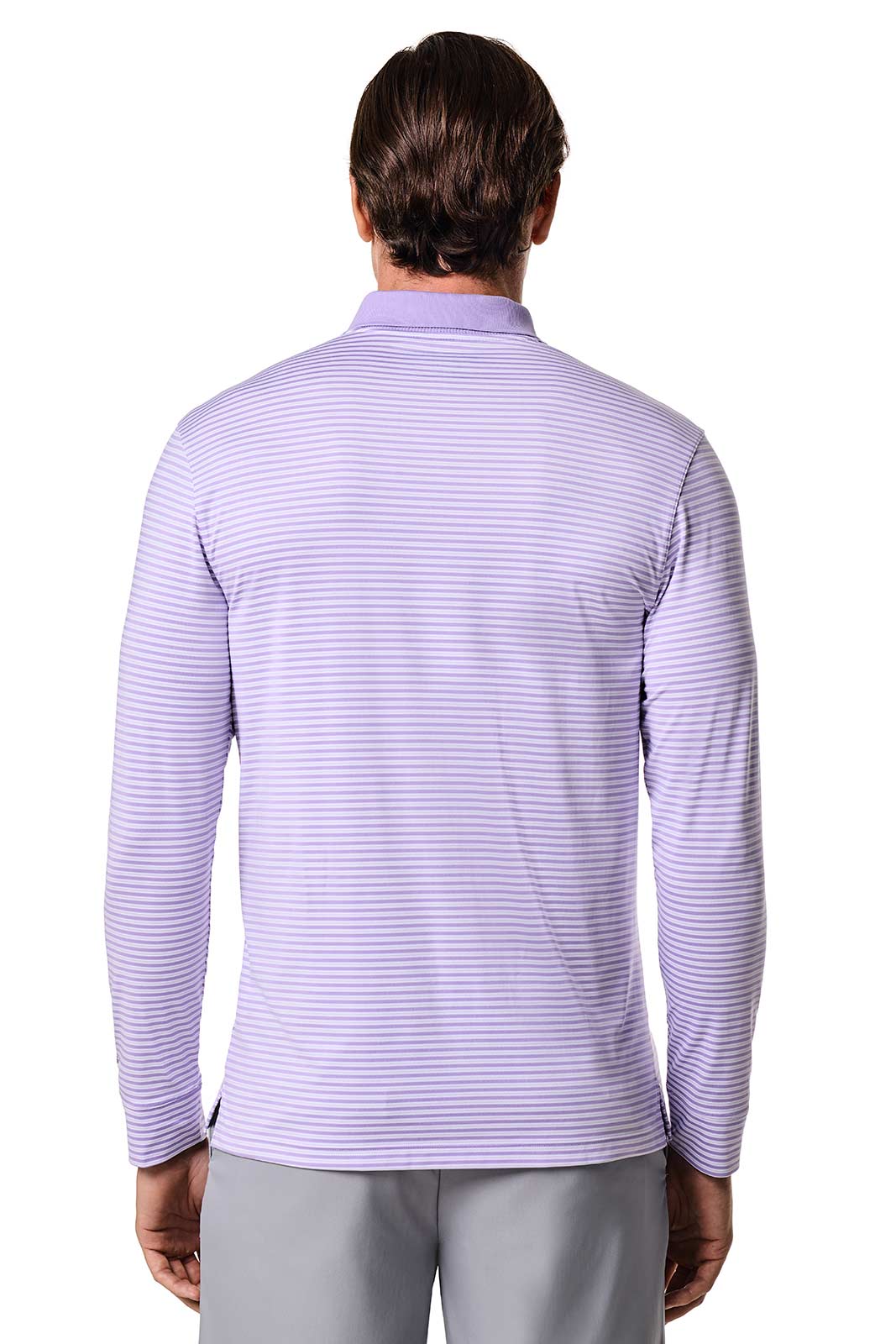 Polo de sport à manches longues Erodym pour hommes | Lavande/Rayures Blanches