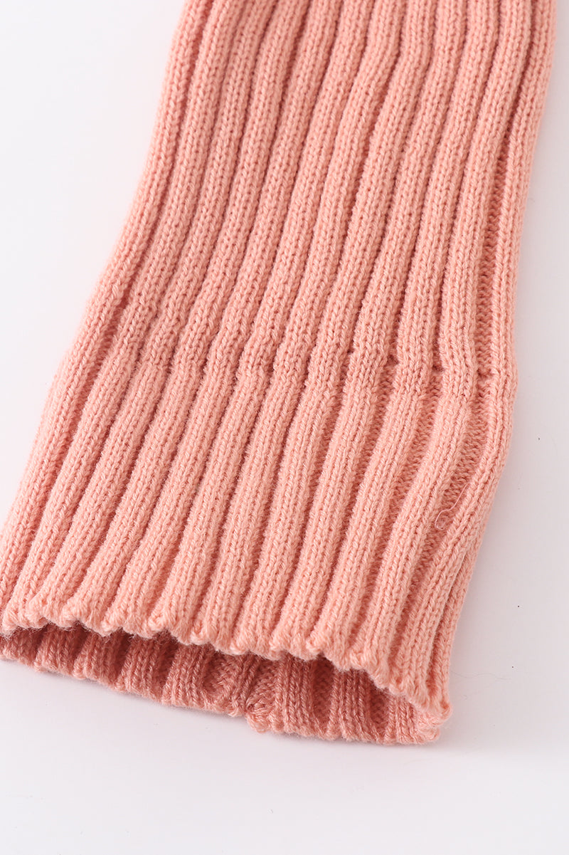Bonnet tricoté rose corail à pompon pour bébé, enfant en bas âge et adulte