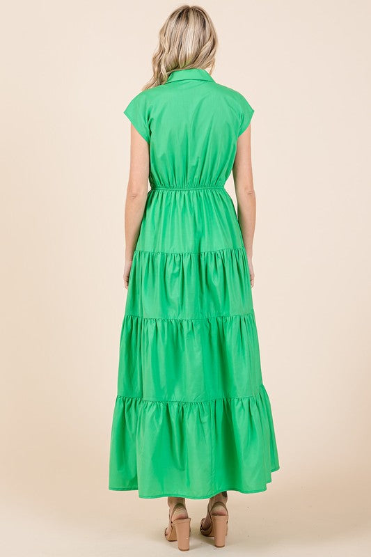 Nouvelle Robe Chemise Longue Évasée à Col Boutonné pour Femme – Fluide, Élégante, Tendance et Polyvalente pour Toute Occasion