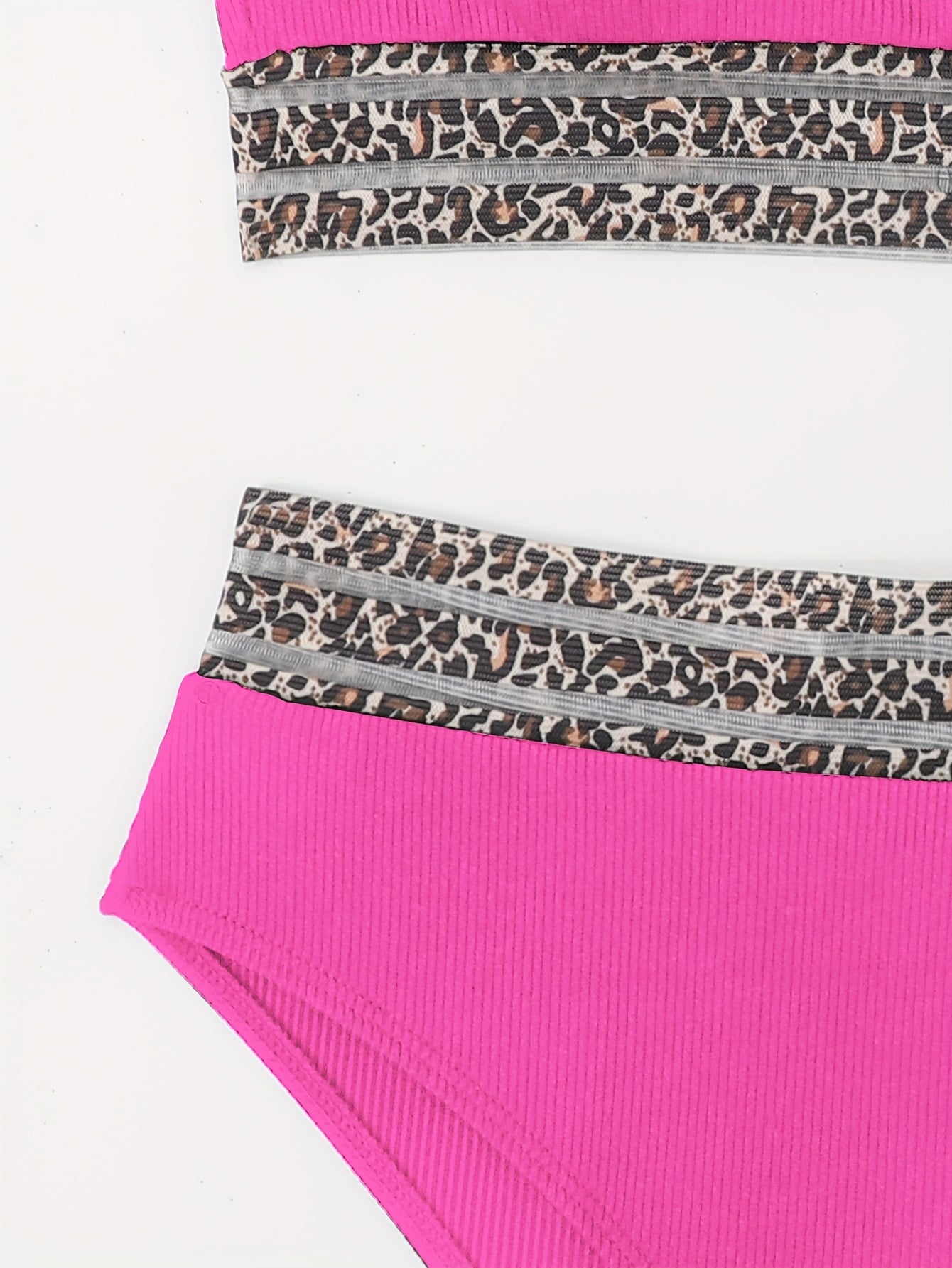 Maillot de Bain Deux Pièces Femme Bikini Taille Haute Bandeau Imprimé Léopard – Ensemble Bikini Super Élastique avec Détails en Maille Séduisants et Coupe Flatteuse – Maillot de Bain Chic Imprimé Animal pour la Plage, la Piscine et les Vacances d'Été